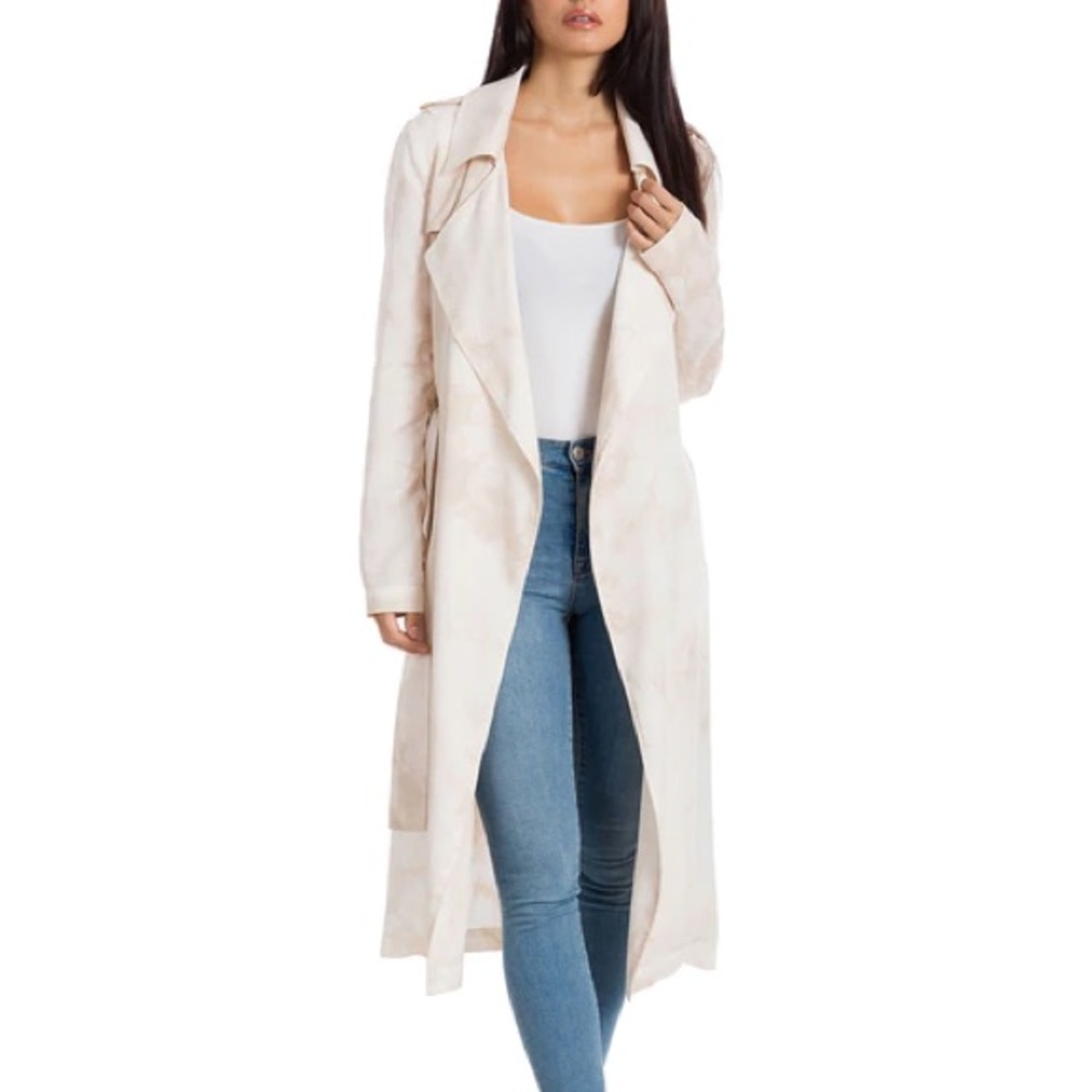 Badgley Mischka Tie Dye Lyocell Trench Coat NEW - Picture 4 of 6